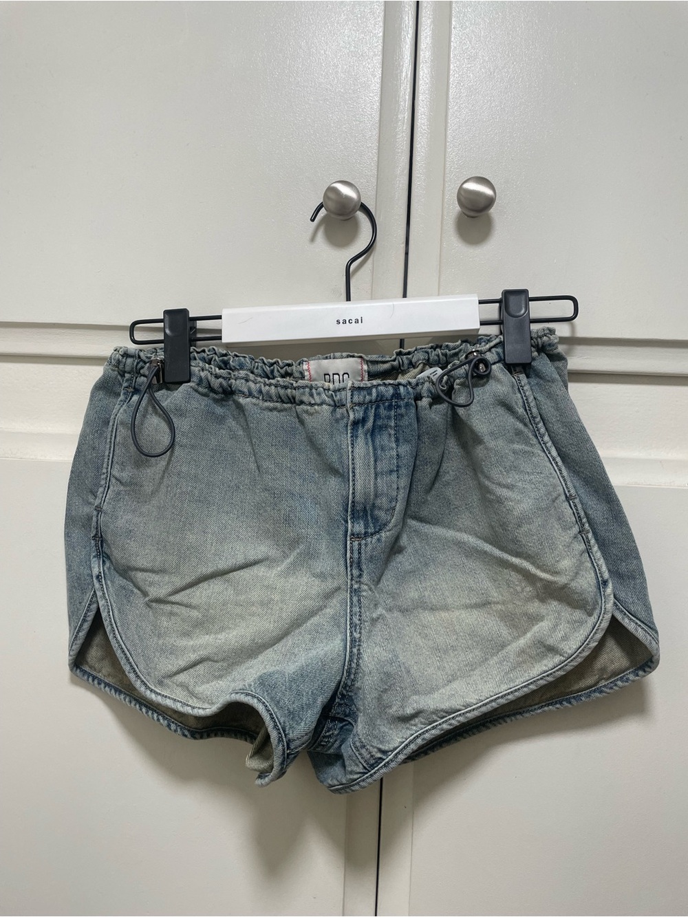 BDG Faded Light Blue Drawstring Denim Shorts